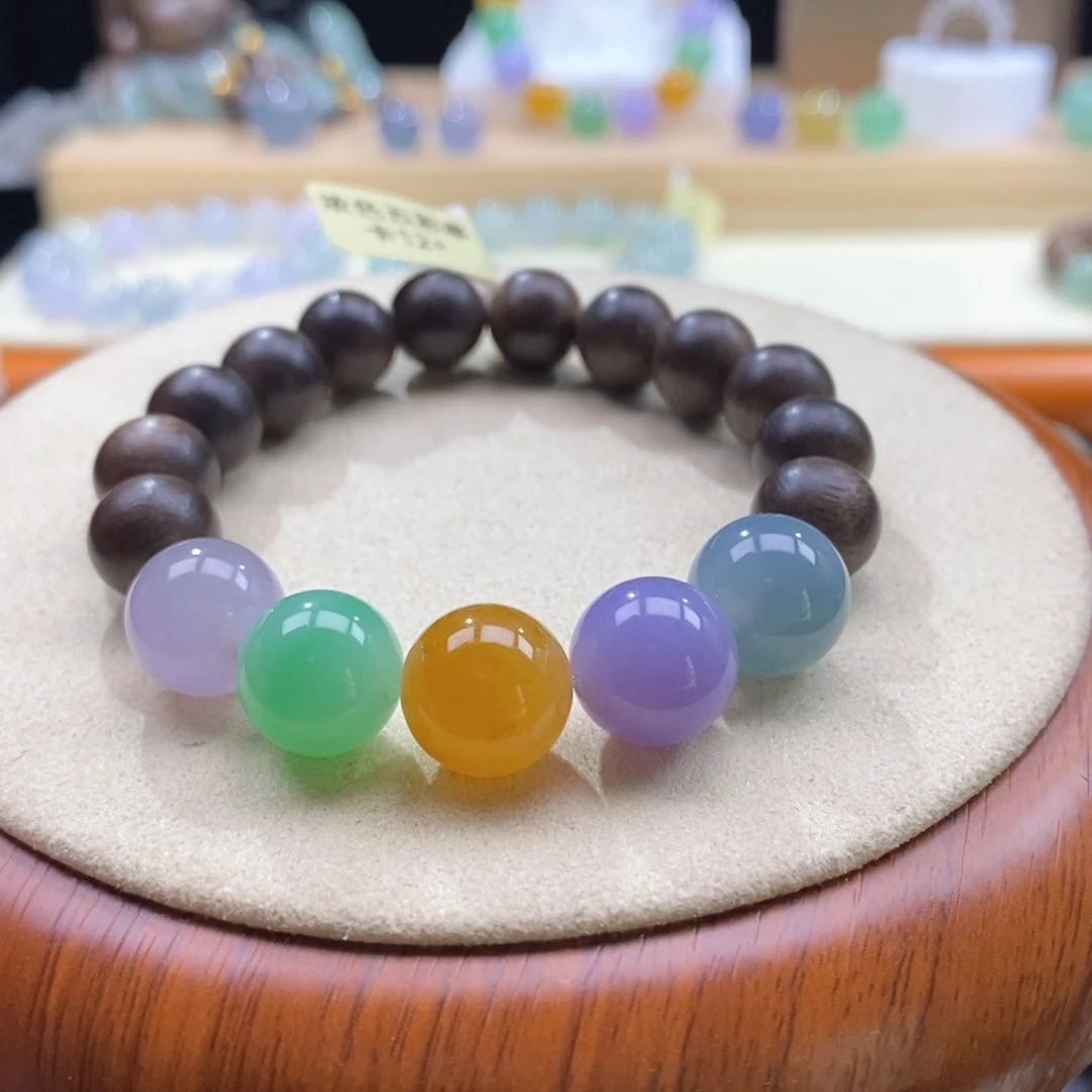 翡翠未镶嵌颈饰翡翠浓彩色手串