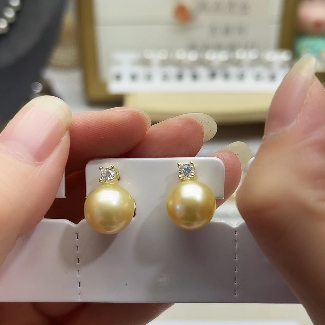 银S925镶嵌耳饰海水珍珠