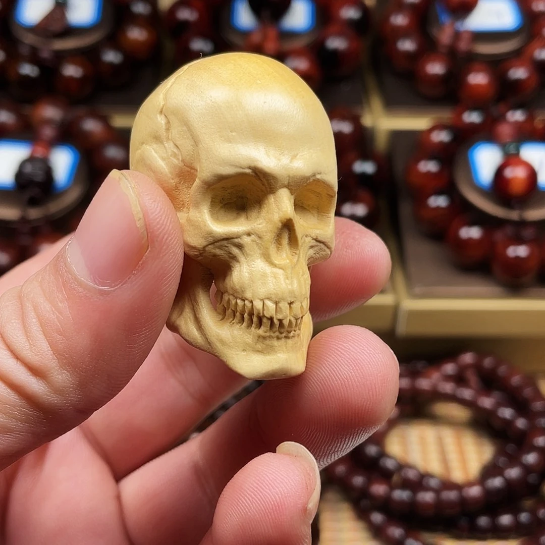 黄杨木5厘米骷髅头