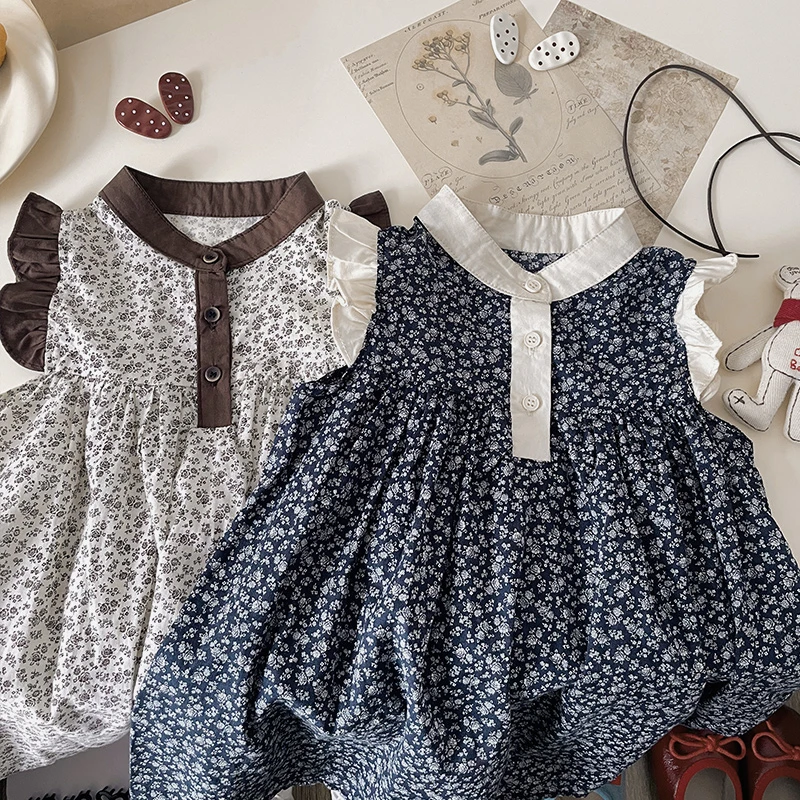 【橘止皮】XQ259399夏季新款儿童连衣裙女童碎花裙子女宝夏装