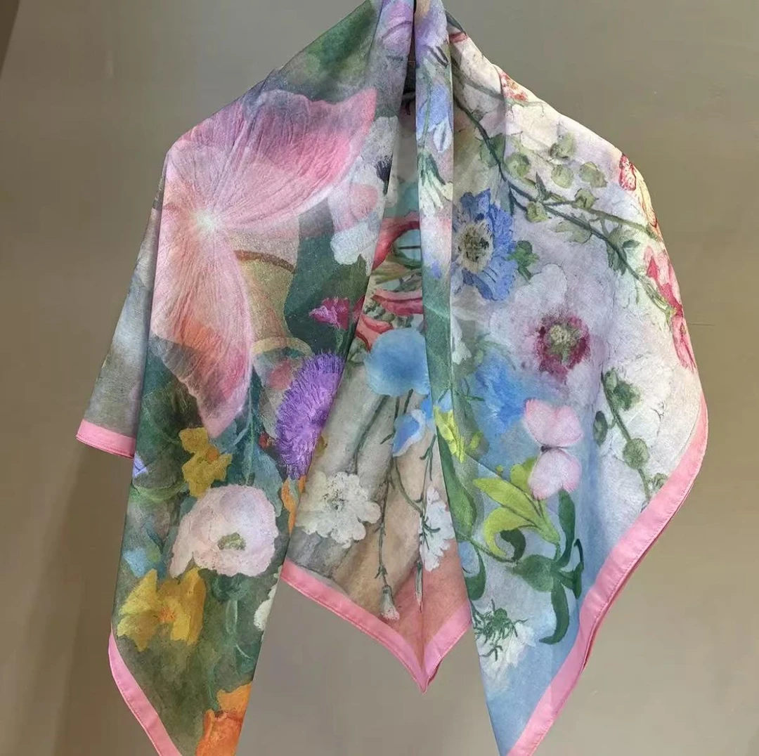 p19【花织梦】 新款手工卷边110*110左右方巾夏季防晒方巾