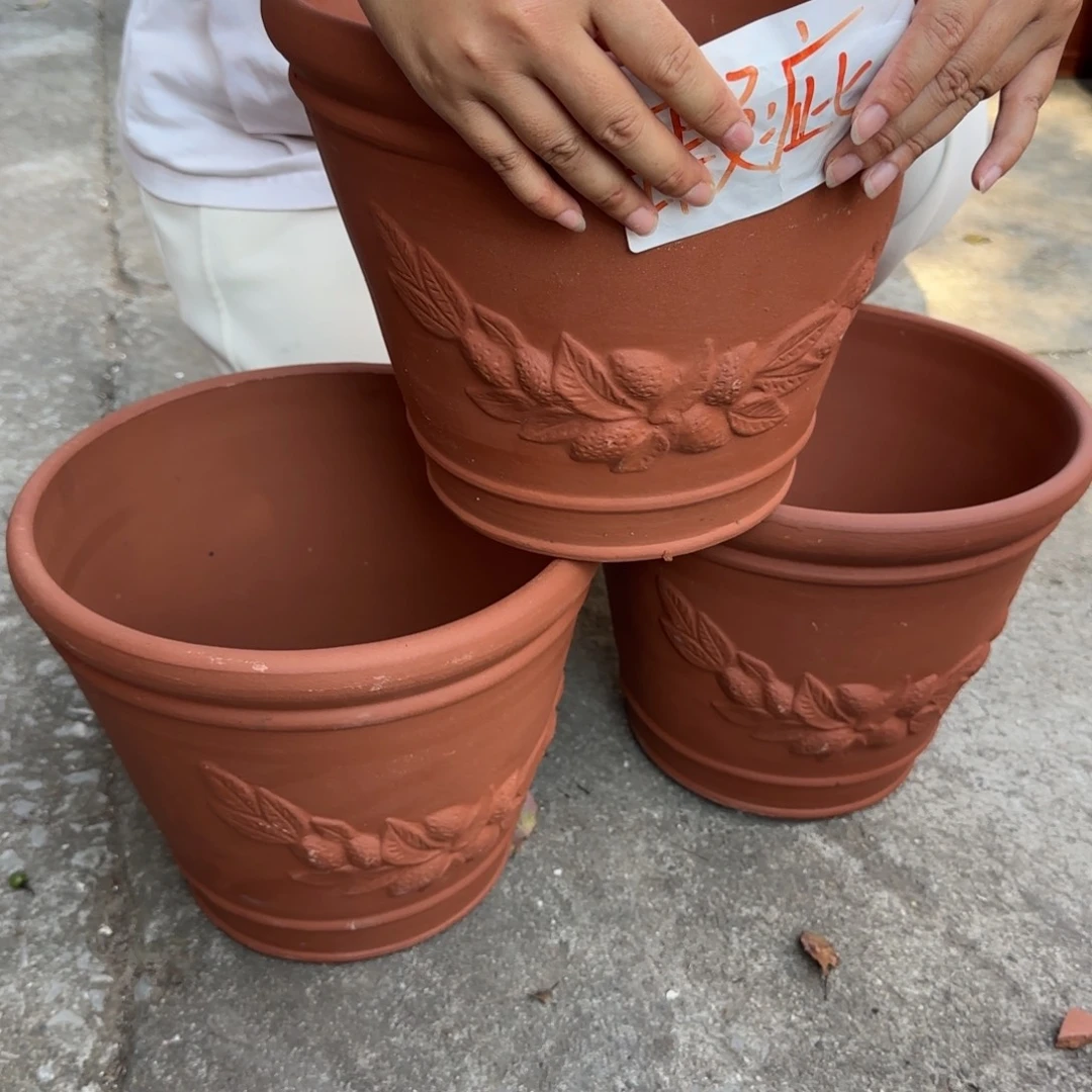 紫砂花盆口30高24宜兴紫砂瑕疵粗糙花泥