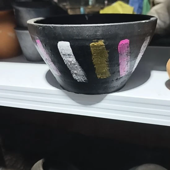 三彩条纹碗口径22高度12默认无孔（需要打孔自行备注）