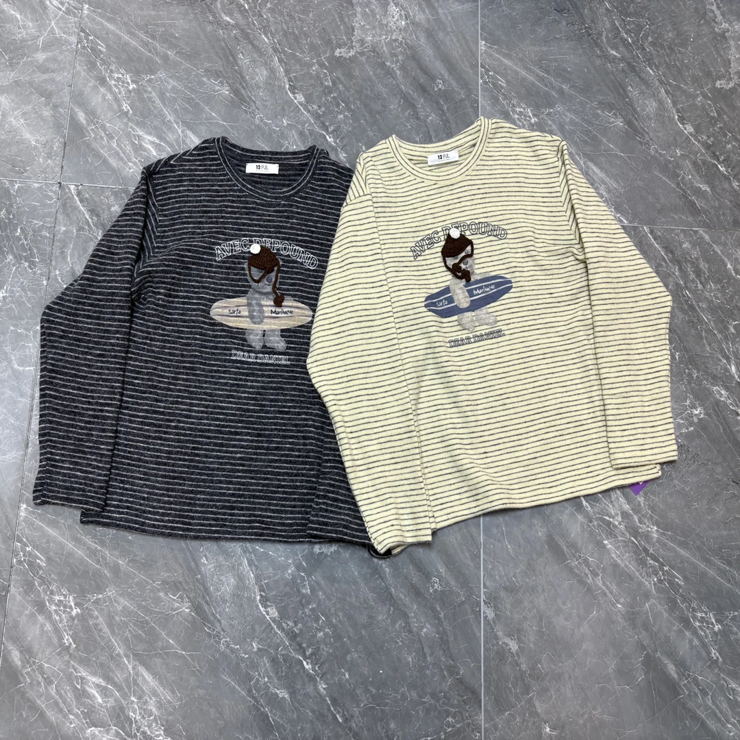 A7270韩系条纹长袖潮流韩版长袖打底衫