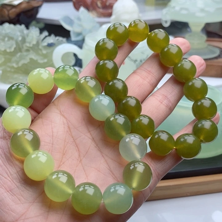 岫玉四大名玉手串未镶嵌缘**落