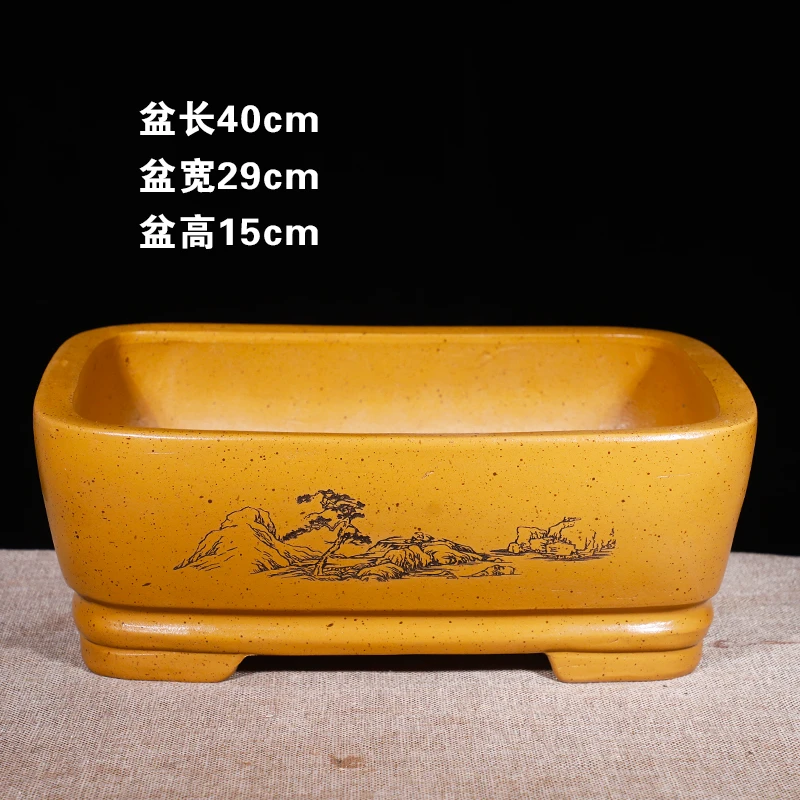 紫砂花盆厂家直销紫砂种树特大号长方形盆景花盆陶瓷花盆多肉清仓