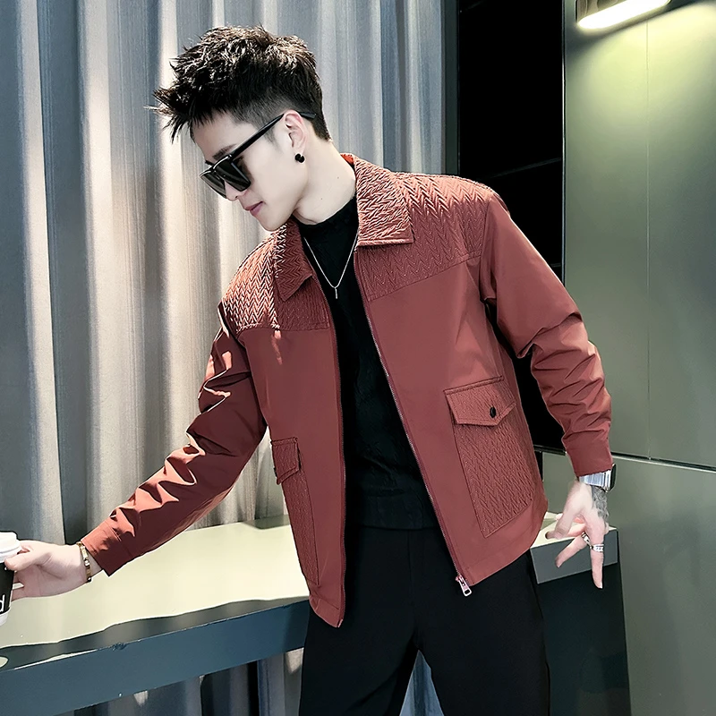 男士红色夹克春秋季外套2025新款高级感男装上衣休闲痞帅潮牌褂子