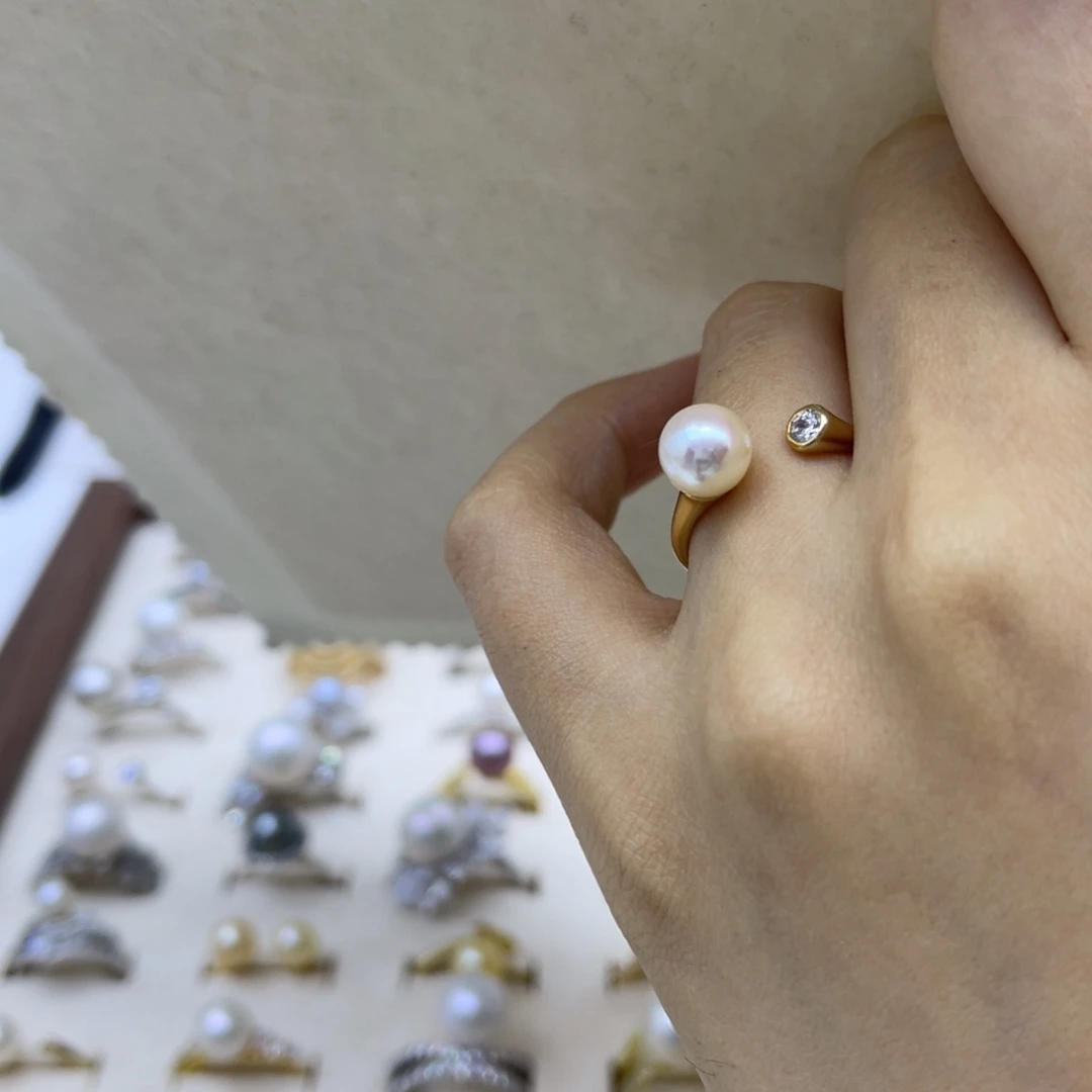 戒指海水珍珠银S925镶嵌