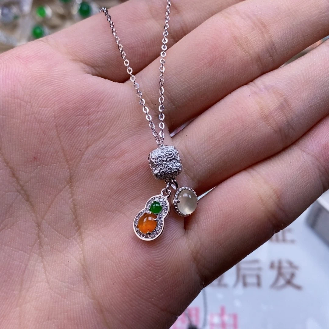 翡翠戒指银S925镶嵌天然缅甸翡翠a货