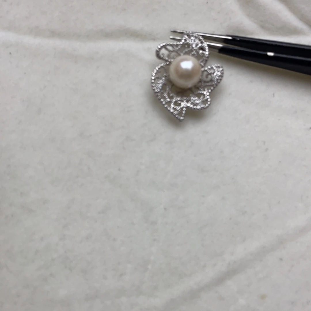 银S925镶嵌海水珍珠吊坠(不含链)