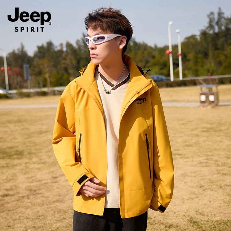 JEEP SPIRIT吉普软壳冲锋衣休闲运动登山服连帽宽松男女秋季外套