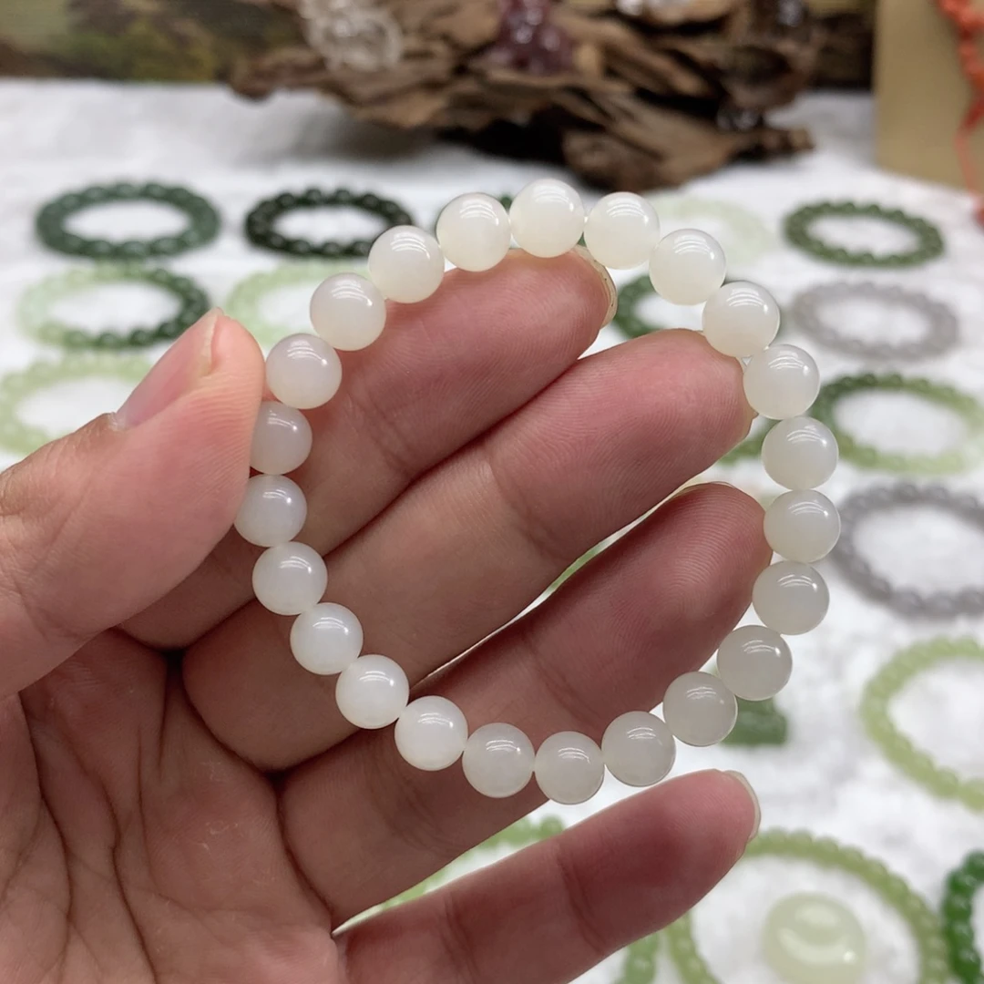 和田玉未镶嵌手串（白玉7.8）