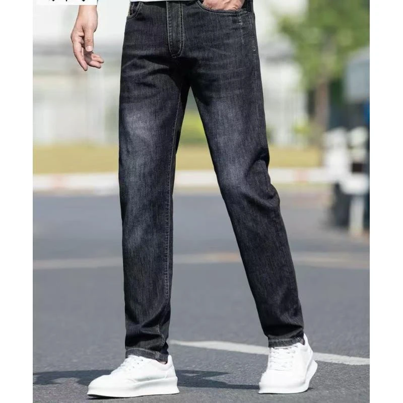 8813#口袋F字母款男士休闲牛仔裤男轻奢潮流百搭高腰春秋时尚简约