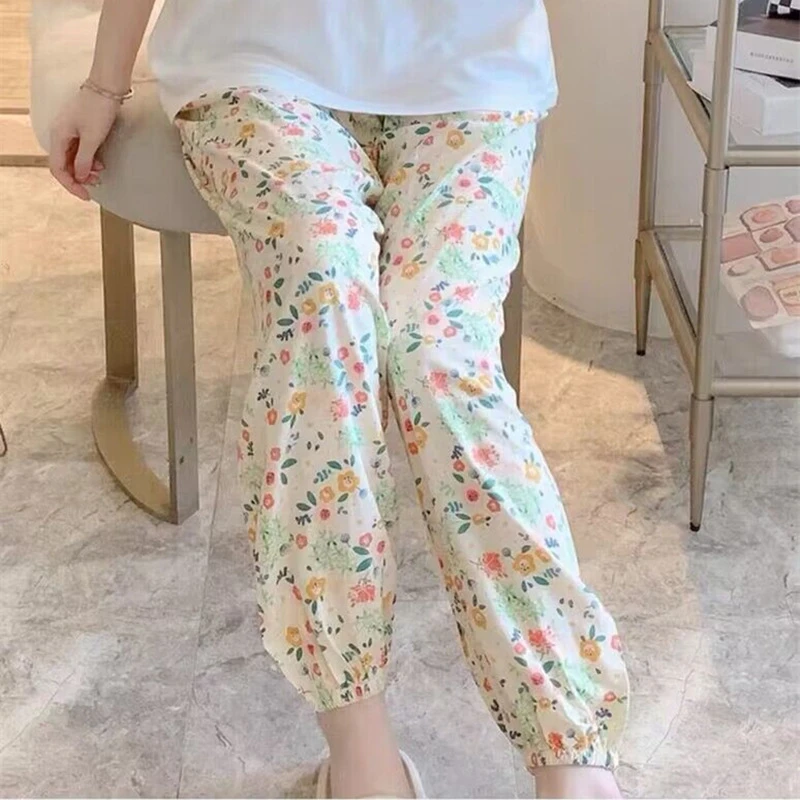 棉绸灯笼裤夏季女士长裤薄款成人防蚊裤沙滩裤人造棉休闲宽松睡裤