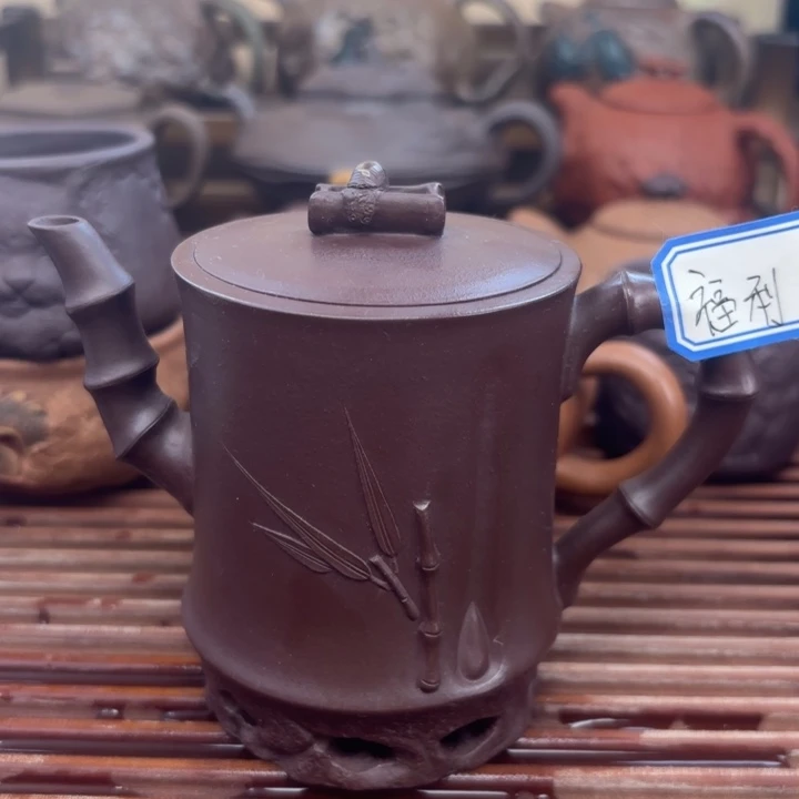 茶壶紫砂原矿老紫泥竹节150c