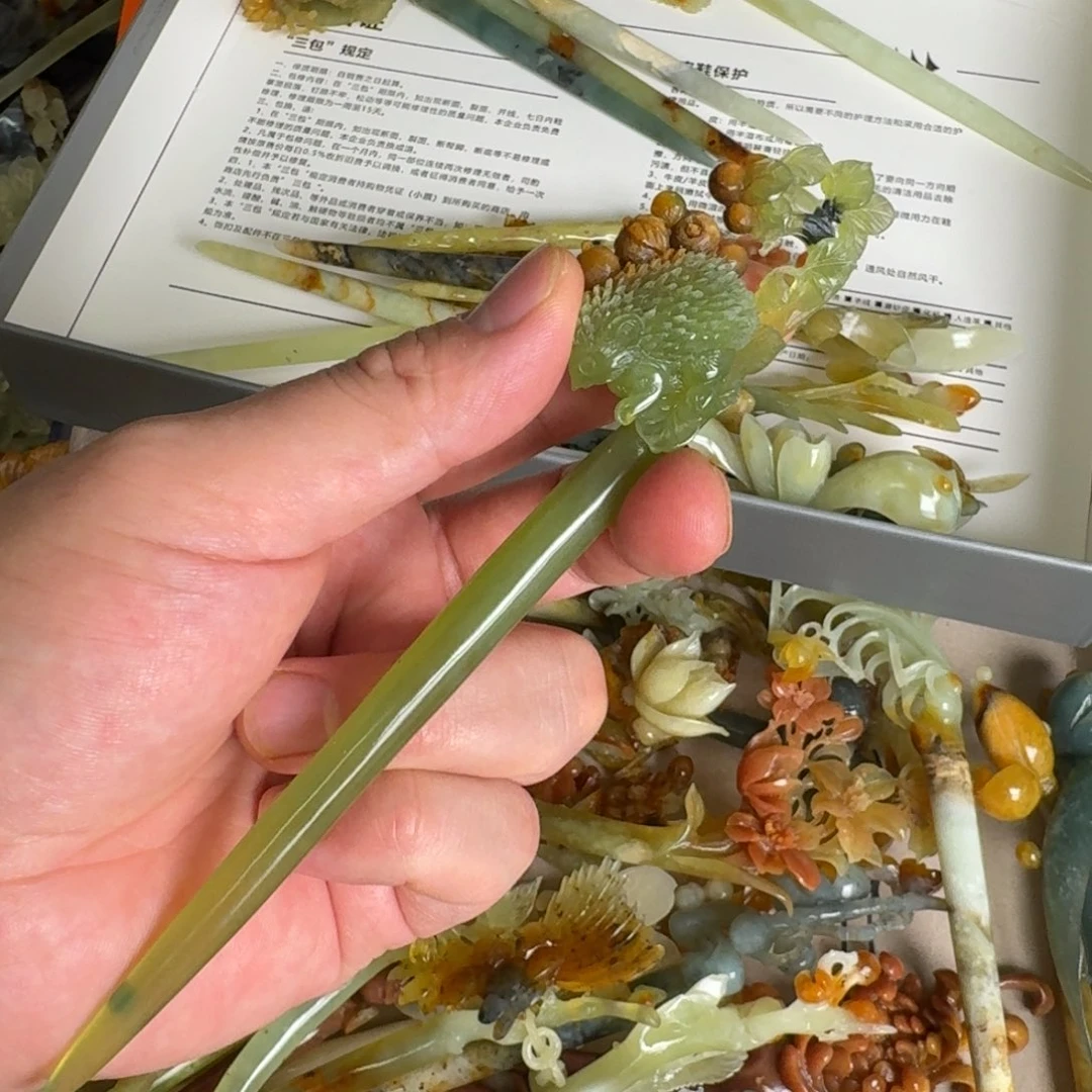 岫玉发饰未镶嵌明君玉簪就是好看