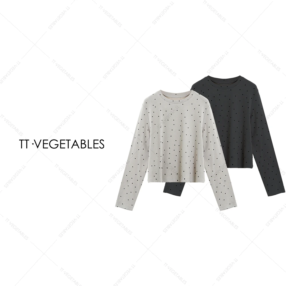 噢芬/小个子【纸静】棉波点打底衫秋冬内搭单穿显瘦上衣522015