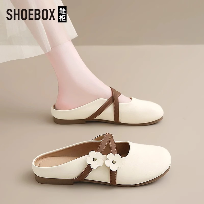 达芙妮集团旗下包头半拖鞋女夏2025新款一脚蹬法式温柔晚晚鞋凉拖