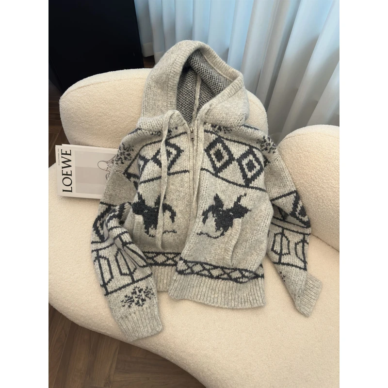 KAISIO秋冬新款时尚设计气质百搭开衫宽松加厚保暖毛衣2411117