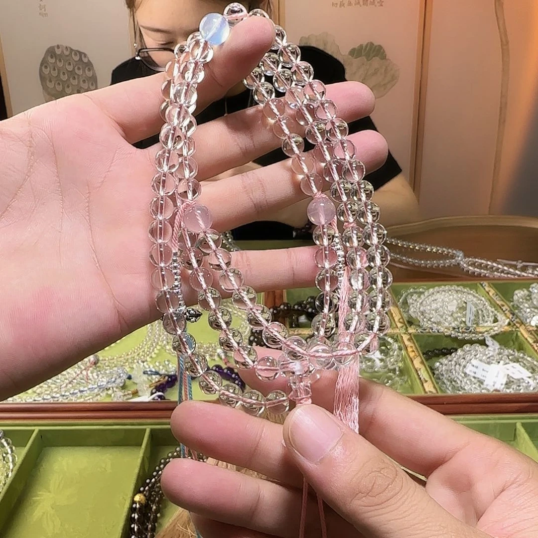 麦***.未镶嵌水晶手链白水晶108