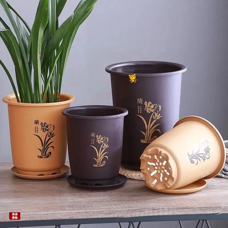 新款加厚树脂兰花专用盆仿紫砂加深简约大号君子兰仿陶瓷塑料花盆