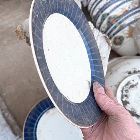 瓷片国营厂库存微瑕19.5厘米平盘