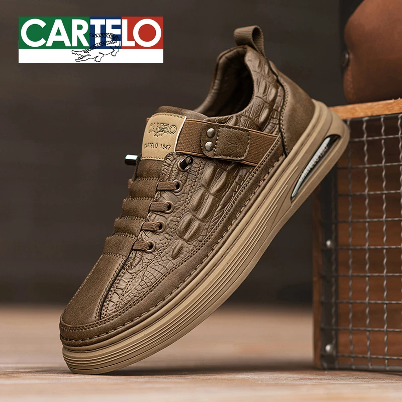 卡帝乐鳄鱼秋冬新款男鞋商务休闲皮鞋潮流鳄鱼纹百搭德比运动板鞋