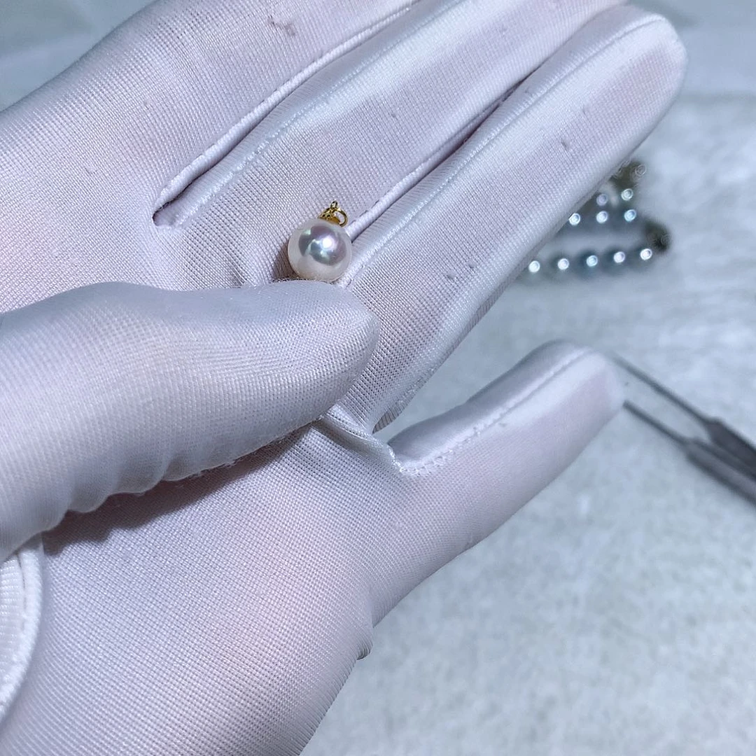 海水珍珠吊坠(不含链)18K金镶嵌8mm