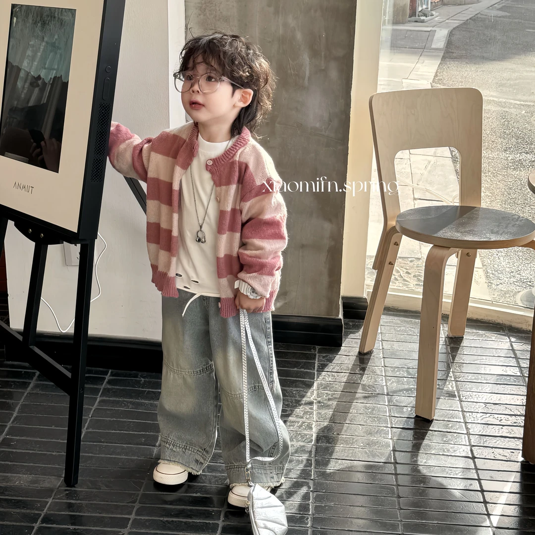 现货〃2025春季新款韩版男童卡通儿童洋气潮毛衣开衫童装帅气JC202