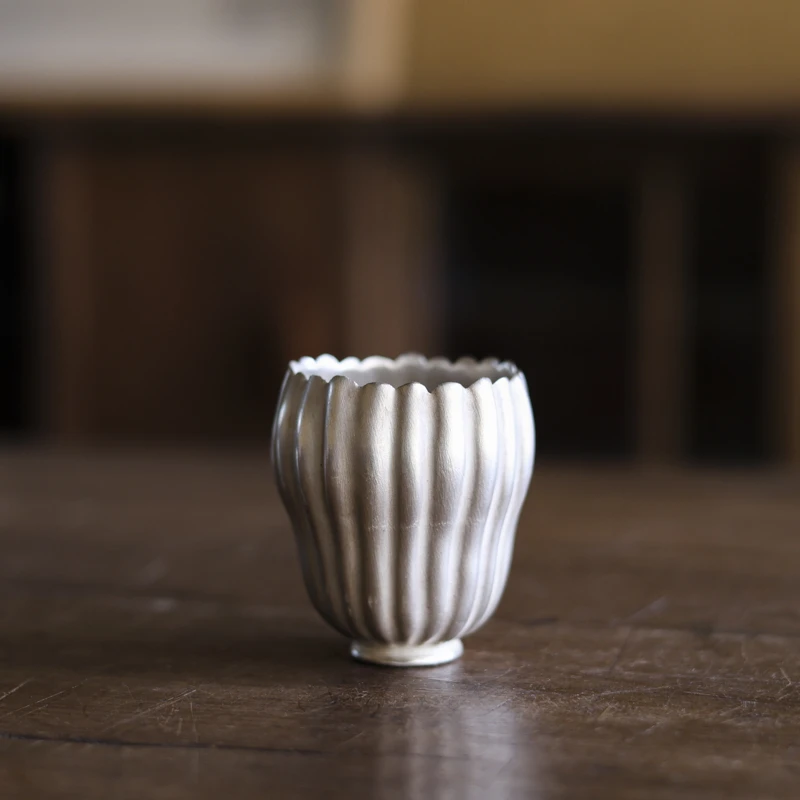 【三山拙垆】日式银釉佛手杯半斋家用杯品茗杯陶瓷杯茶（银釉佛手杯）