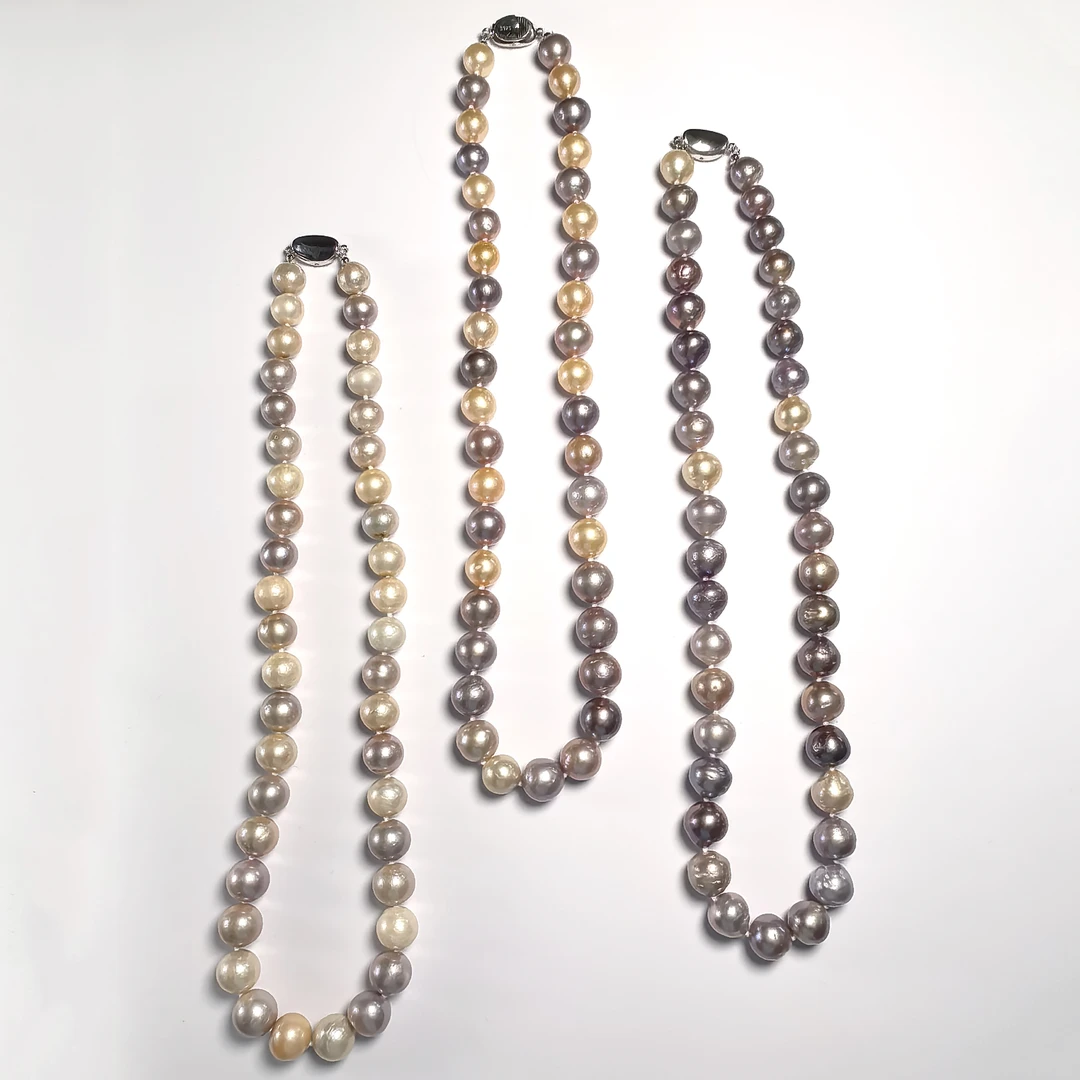 A36淡水爱迪生S925银镶嵌糖果色珍珠项链 8-10mm（多样性发其一）