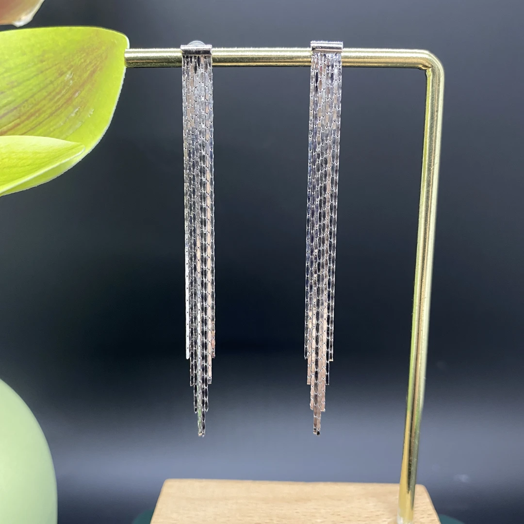 925银耳饰 纯银长款手工耳钩百搭重工耳环女素款甜美风精美耳饰