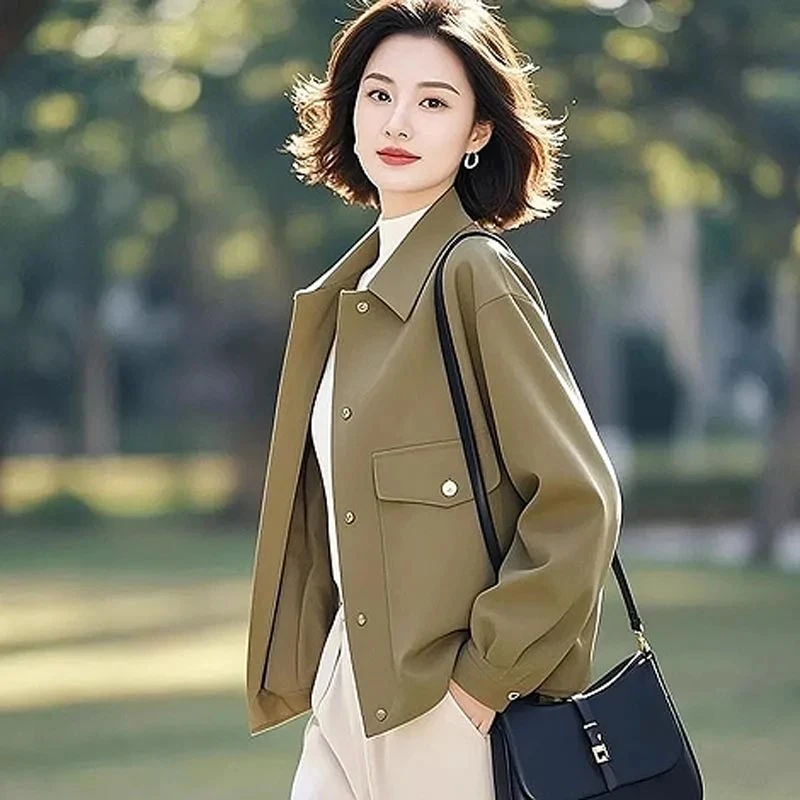 设计感短外套女2025春秋韩式新款小众不撞色绿色个性百搭小众上衣