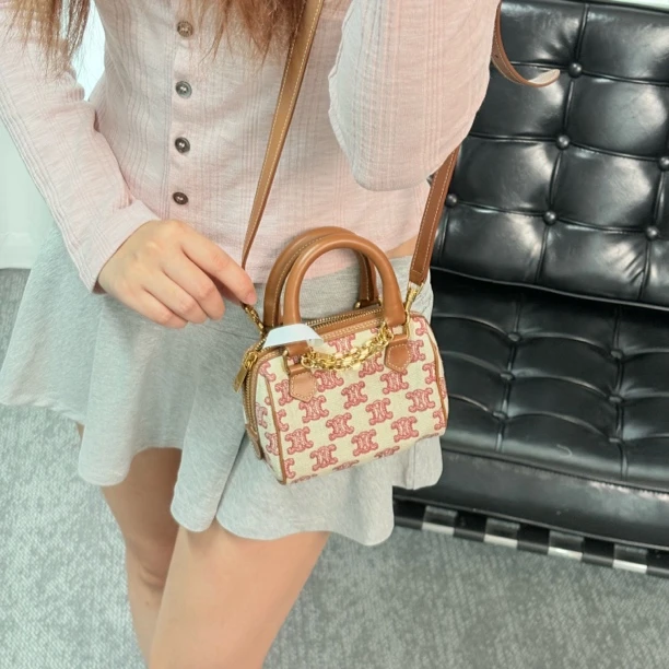 95新 Celine/思琳 老花mini波士顿手提斜挎包amr