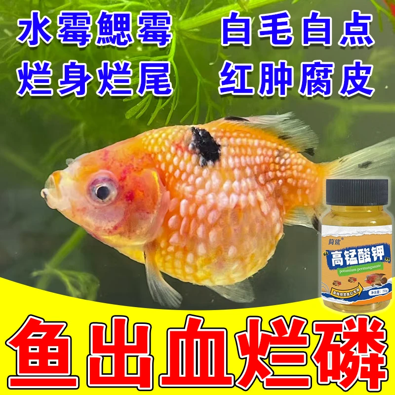 高锰酸钾粉水产养殖鱼缸专用高纯度速溶鱼出血烂磷乌龟鱼用净水
