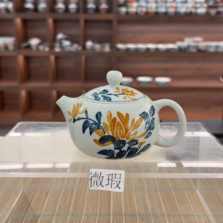 釉下手绘茶具微瑕
