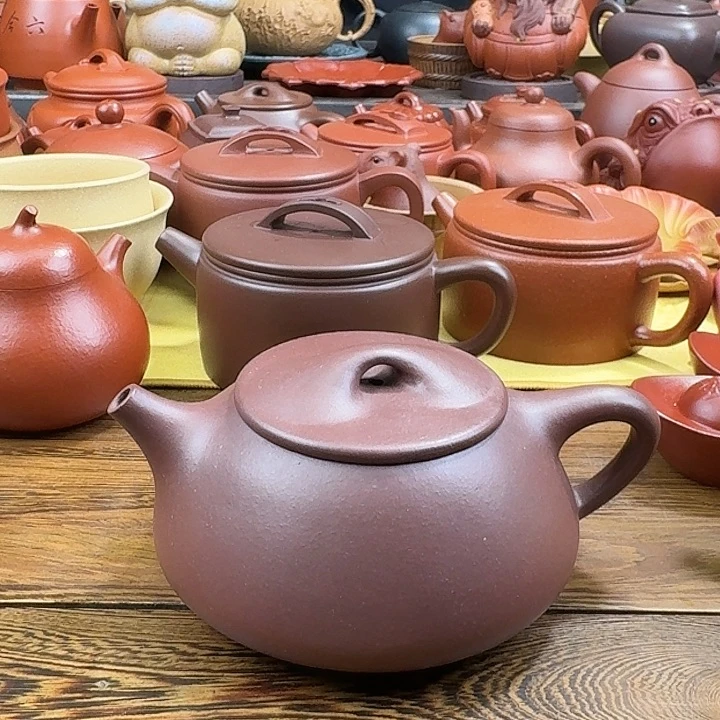 紫砂茶壶石瓢紫泥