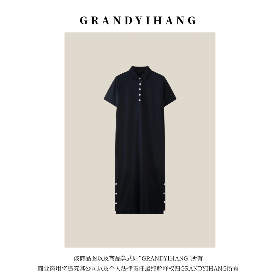 【艳姐推荐】夏季新款时尚休闲显瘦A字polo连衣裙77114