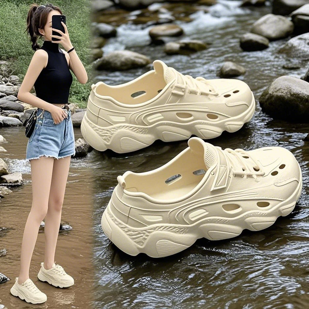 夏季洞洞鞋女款2025新款爆款时尚潮流透气沙滩防滑凉鞋女鞋外穿