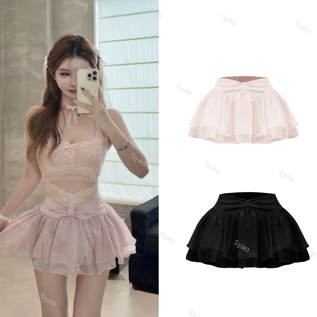 思瑶【芭蕾少女】蝴蝶结腰头网纱蓬蓬蛋糕裙#0995