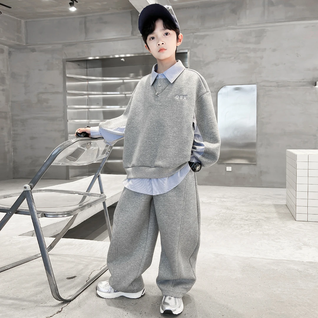 男童秋款套装2025新款中大童春秋款两件套酷潮【锦美】A5172