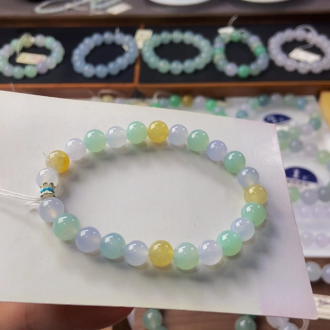 定制翡翠未镶嵌翡翠手串卡7.6