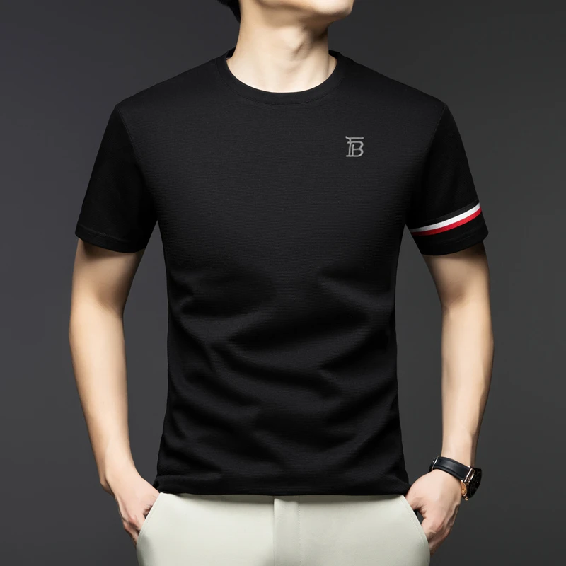 奥莱撤柜【专柜正品】夏季高品质短袖t恤高档商务休闲百搭圆领上衣