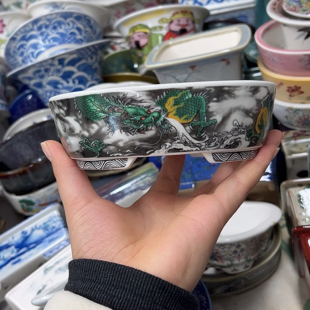 花盆紫砂932号瑕疵15/12/5cm仿手绘青龙