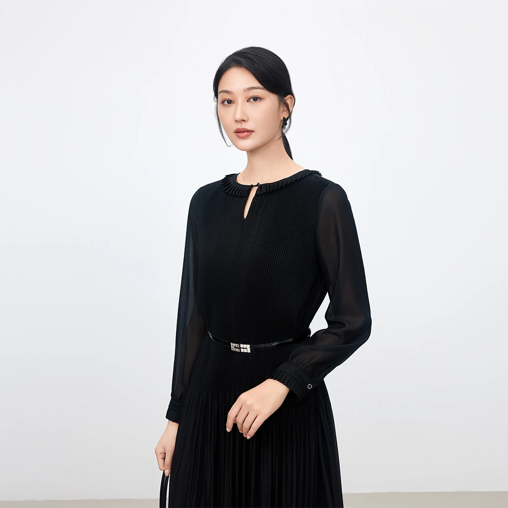 气质长袖针织时尚打底黑色设计师圆领943LQ071