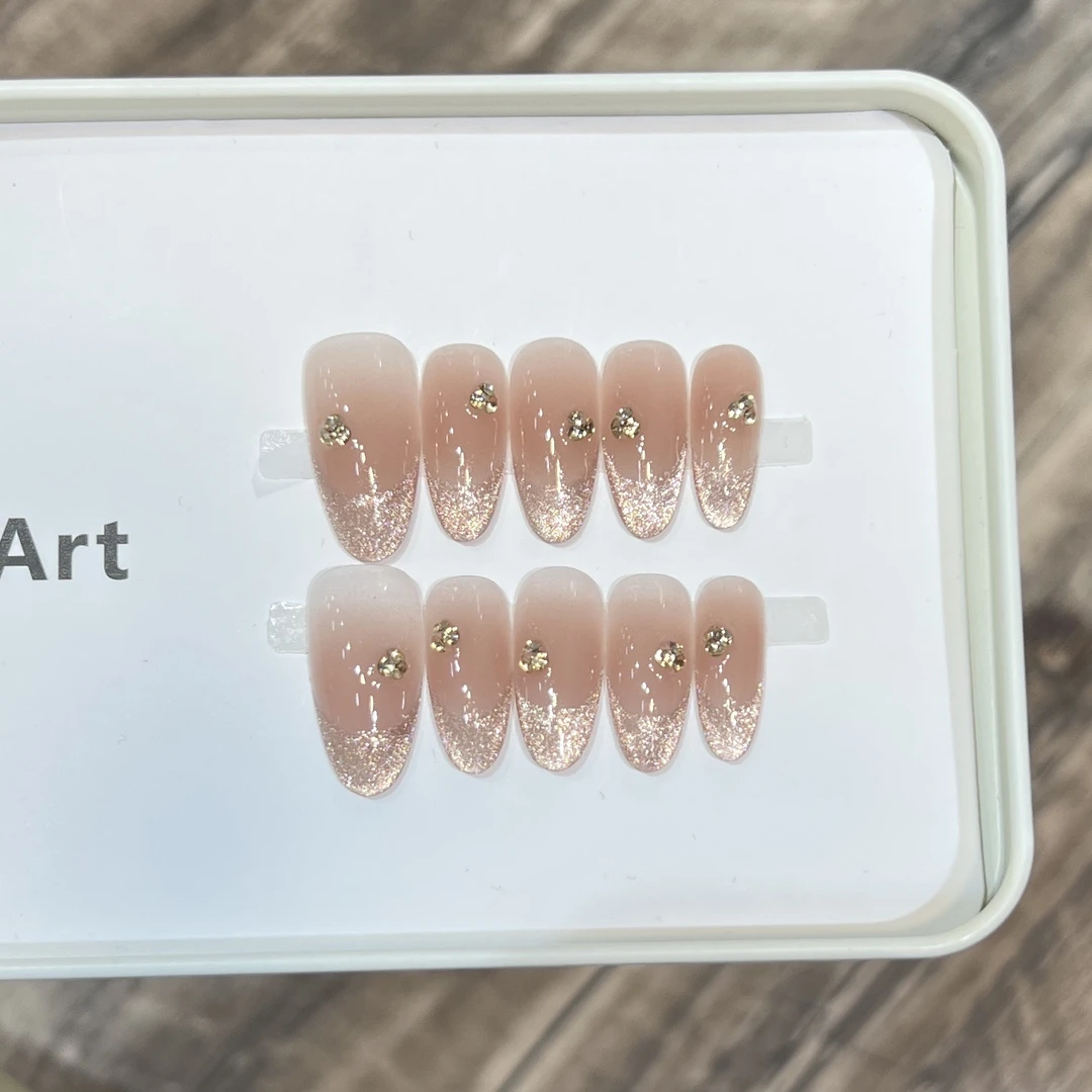 黛瑞森【初秋清冷】秋冬款穿戴甲纯手作气质裸色法式猫眼美甲甲片