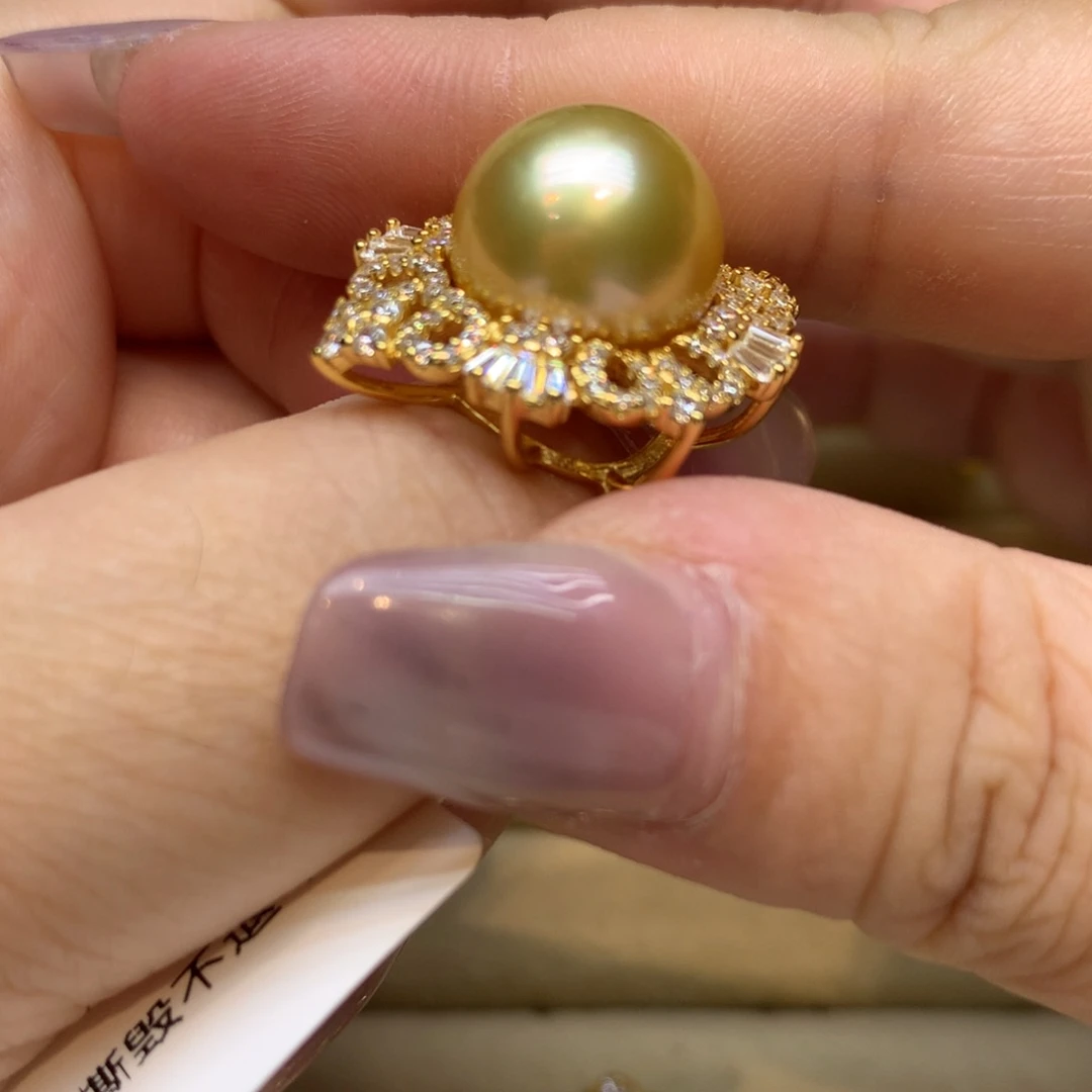 银S925镶嵌戒指海水珍珠