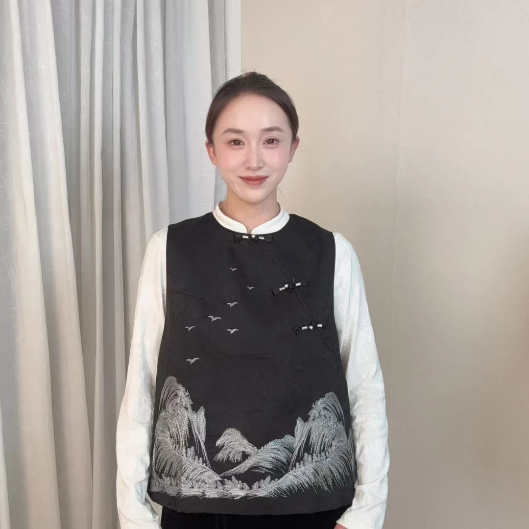 【山色】2025新款新中式国风刺绣马甲YL-57