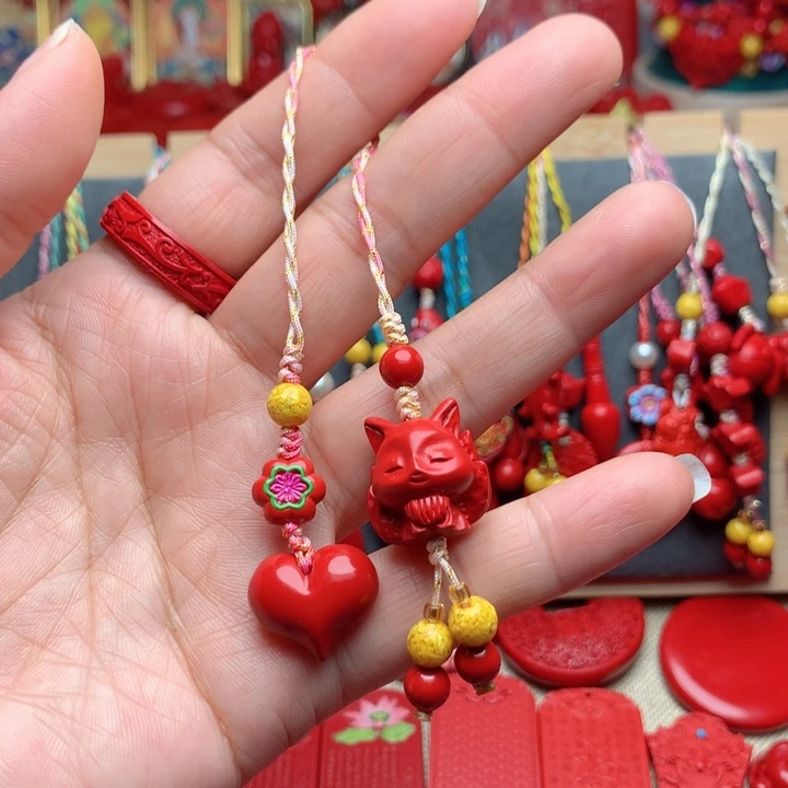 天然辰砂工艺品朱砂手机坠