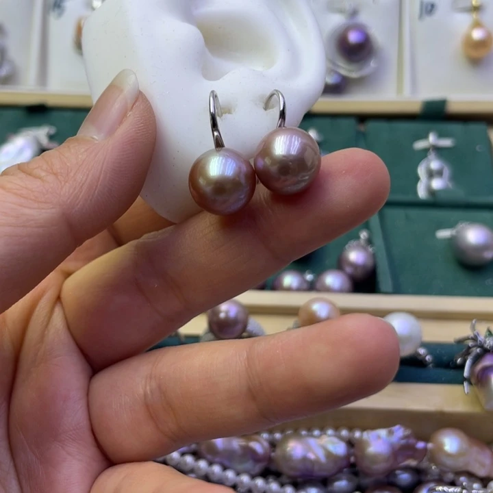 淡水珍珠耳饰银S925镶嵌